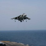 USMC Harrier landing aboard the HMS Illustrious, July 2007<br />Source: SLDinfo.com USMC Harrier landing aboard the HMS Illustrious