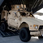 <p>Marine Expeditionary Brigade-Afghanistan's first Mine Resistant Ambush Protected – All Terrain Vehicle rolls out of the cargo bay of an Air Force C-17 aircraft, Nov. 16 at Camp Bastion in Helmand province, Afghanistan. MEB-Afghanistan is scheduled to receive more than 500 M-ATVs throughout the next two months. Designed for small unit combat operations, the M-ATV features a V-shaped hull that helps deflect roadside-bomb explosions away from its crew.</p><p>The vehicle's design also delivers more comfort to the crew, as well as safety from different blast angles. Sporting an extended wheel base, the M-ATV keeps its crew a safe distance away from pressure plate improvised explosive devices, many of which are designed to detonate when tires roll over them.</p><p><em>Credit: 2nd Marine Expeditionary Brigade, 11/16/09, Location: CAMP LEATHERNECK, Afghanistan</em></p> Arrival of USMC MATV in Afghanistan