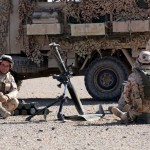 An Estonian mortar team takes a break after setting up a firing position, Nov. 14 outside of Camp Bastion in Helmand province, Afghanistan. These soldiers are preparing to conduct counterinsurgency operations in Helmand.<br /><em>Credit: 2nd Marine Expeditionary Brigade, 11/15/09, Location: CAMP BASTION, Afghanistan</em> Estonian Soldiers Training