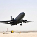 <p>A KC-10 Extender takes flight enroute to provide ariel refueling for Operation Enduring Freedom. The KC-10 is an advanced tanker and cargo aircraft capable of providing over 356,000 pounds of fuel and carries 75 passengers.</p><p>When coalition forces need air support, aircraft such as the A-10 Thunder Bolt II, B-1B Lancer, F-15E Strike Eagle, F-16 Fighting Falcon and U.S. Navy F-18 Hornets are in the air and ready to respond, instead of on the ground -- thanks to tankers fueling the fight. That was the case Oct. 13 when 380th AEW KC-10's delivered 180,000 gallons of fuel to aircraft in Afghanistan. The aircraft refueled by 908th tankers assisted in ten different troops in contact events, including three shows of force to deter enemy engagement and two strikes in direct support of coalition forces as they fought insurgents in Afghanistan. On that day, one of the KC-10's refueled several F-18's and A-10's, setting a record for supporting the most troops in contact events during a single, combat sortie. </p><p>The 380th AEW provides intelligence, surveillance, reconnaissance, and aerial refueling in support of Operations Enduring Freedom, Operations Iraqi Freedom, and Combined Joint Task Force Horn of Africa.</p><em>Credits: 380th Air Expeditionary Wing http://www.dvidshub.net/?script=general/general_search.php&table=news&query=unit:185, 10/17/09</em> KC-10 Flight