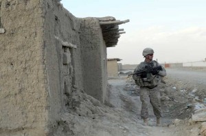 U.S. Army Sgt. Jeffry Titus works security in Sharana, Afghanistan, during a Provincial Reconstruction Team -Paktika mission. Sgt. Titus is a PRT-Paktika security forces member deployed from the 1st Battalion, 158th Infantry Regiment, Arizona Army National Guard. <br /><em>Credit: 12/3/09, Location: FORWARD OPERATING BASE SHARANA, Afghanistan</em>