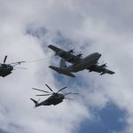 A KC-130J Super Hercules demonstrates its in-flight refueling capabilities with two CH-53 Super Stallion helicopters during the Marine Air-Ground Task Force demonstration at the MCAS Miramar Air Show, Oct. 2. The MAGTF is comprised of four different elements, the Command Element, Ground Combat Element, Aviation Combat Element and Logistics Combat Element.<br /><em>Credits: 1st Marine Logistic Group Public Affairs, 10/2/09</em> USMC Refueling