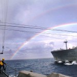 The guided-missile frigate USS Stephen W. Groves takes on fuel and cargo from the Military Sealift Command fleet replenishment oiler USNS John Lenthall. Stephen W. Groves is home ported at Mayport, Fla. and is on a scheduled deployment to the U.S. 6th Fleet area of responsibility. <br /><em>Credit: US Navy Visual News Service, 12/10/09, Location: MEDITERRANEAN SEA, At Sea</em> USS Stephen W Groves at Sea