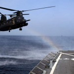 A MH-47 Chinook from the 160th Special Operations Aviation Regiment (Airborne) approaches USS Higgins during exercise Jackal Stone 2009 to conduct a fast roping evolution. Exercise Jackal Stone 2009 takes place in various locations throughout Croatia and promotes cooperation and interoperability between special operations forces of 10 participating nations. <br />Credit: US Naval Forces Europe, 6th Fleet Public Affairs 9/21/09 MH-47 Chinook