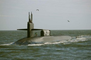 USS GeorgiaThe guided-missile submarine USS Georgia (SSGN 729) transits the St. Marys River, Nov. 24, 2008, while conducting regularly schedule underway training. The Ohio-class submarine departed Bahrain Sept. 28, 2009, following a regularly-scheduled four-day port visit to the kingdom. The visit marked Georgia's first visit to Bahrain and the first-ever port call by an Ohio-class submarine to Khalifa Bin Salman Port. Such port visits and work with allies is an increasingly significant part of the USN’s global presence operations. Source: US Naval Forces 5th Fleet Public Affairs 11/24/08