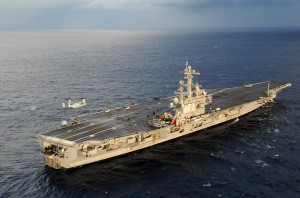 George H.W. Bush is in the Atlantic Ocean conducting carrier qualifications.