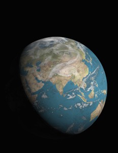 Asia and 3/4 illuminated Earth