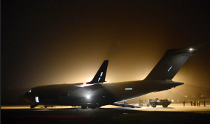 The photo is from late afternoon, January 13, 2013, and shows a UK C-17 in support of the deployment of French forces in Mali. Credit Photo: French Ministry of Defense