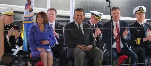 Buzby at the Ship Christening