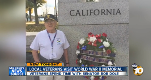 Norm Hapke on his visit to the World War II memorial and being interviewed by Channel 10, San Diego.