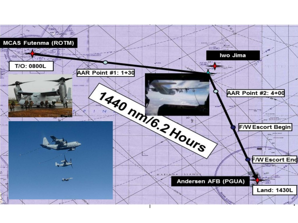 The MV-22, F-18 and KC-130J projection of power to the objective area in Forager Fury II. Credit: Ist MAW