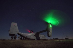 Students from the Infantry Officer Course (IOC) at Marine Corps Base Quantico, Va., completed a "Proof-of-Concept" 1,100 mile, long-range operation from Twentynine Palms, Calif., to Fort Hood, Texas, via MV-22 Ospreys, on Dec. 15, 2013. The Marines fast-roped into a mock city to secure the embassy and rescue key U.S. personnel. Credit: USMC, 1/2/14