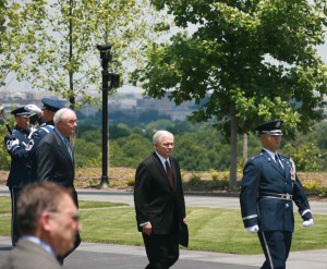 Secretary Gates at the 21st Secretary of the USAF ceremony which was held at the new USAF memorial in 2008. Credit: SLD