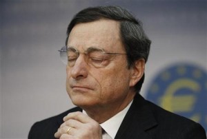 The European Central Bank (ECB) President Mario Draghi is hoping to navigate the challenges of 2014. Photo taken at EU conference in Frankfort February 9, 2012. REUTERS/Alex Domanski