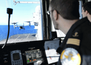 In January 2014 a United States Marine Corps (USMC) V22 Osprey landed for the first time onboard the Dixmude, a French Navy Mistral class LHD. Credit Photo: French Navy