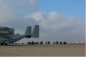 Marines boarding Ospreys for the SP-MAGTF training mission in December 2013. Credit: Murielle Delaporte