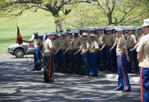 Commander, U.S. Marine Corps Forces, Pacific, Lt. Gen. Terry Robling speaks with a U.S. Marine Corps honor guard following a commemoration ceremony here. The general commemorated ANZAC Day by laying down a wreath here on behalf of the United States Marines serving in the region. Other leaders and military component commanders also attended the ceremony. ANZAC Day is a national day of remembrance for the Australian and New Zealand service members who have fought in wars since World War I. Credit; US Pacific Command, 4/25/13 Read more: http://www.dvidshub.net/image/916168/uspacom-c