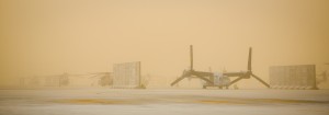 U.S. Marine Corps aircraft utilized by Marine Aircraft Group- Afghanistan (MAG-A), sit on the flight line during a dust storm aboard Camp Bastion, Helmand province, Afghanistan, 2014. The aircraft are utilized for various missions in southwest Afghanistan. (Official U.S. Marine Corps photo by Lance Cpl. Darien J. Bjorndal, Marine Expeditionary Brigade Afghanistan. 4/25/14
