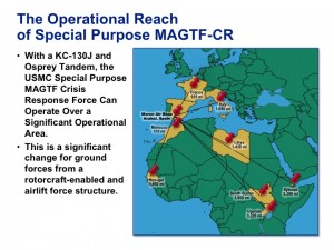 The Operational Reach of the SP-MAGTF SR in miles. Credit Graphic: SLD