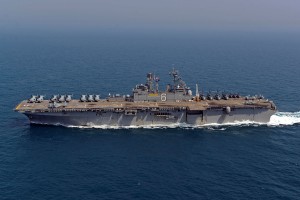 The flight deck of LHD 6 USS Bonhomme Richard is loaded with aircraft during when the vessel moved through the East China Sea (Image credited to Mass Communication Specialist 2nd Class Michael Achterling)
