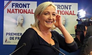 Marine Le Pen's Front National party came first in three exit polls with more than 25% of the vote. Photograph: Remy De La Mauviniere/AP