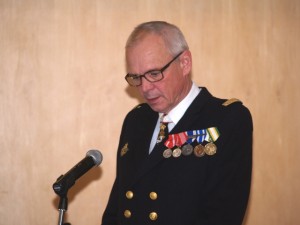 Rear Admiral Kudsk speaking at his time of departure for Commander of the Greenland Command in the Fall of 2012.