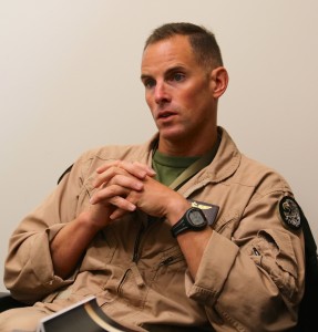 Major Summa discussing the Squadron's experiences to date. Credit: SLD