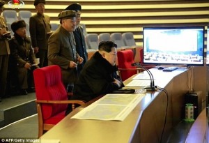 North Korean leader Kim Jong-Un watched the rocket launch from an secret planning room. Credit: AFP Getty Images 