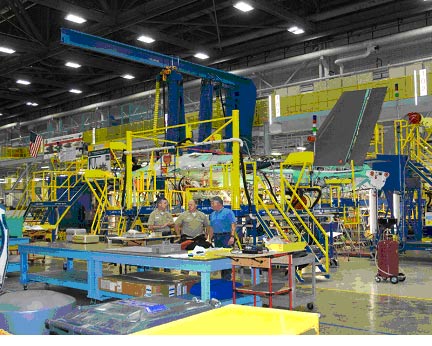 Figure 5 The F-35 C is pictured here on the assembly line in December 2008.  The aircraft was launched by a ceremony involving the CNO in July 2009.  The F35-C is the Carrier-based version.