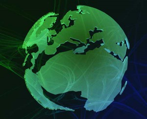 Europe and Africa seen in green as part of the global data system. (Credit: Bigstock)