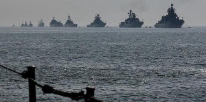 At least ten Russian battleships arrived in the eastern Mediterranean for war games. Photo: Today's Zaman, July 22, 2012.