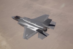 Paul Hattendorf, Lockheed Martin test pilot, flies AF-2 over Edwards AFB, Calif., during an Airframe Loads Envelope Expansion mission June 11, 2014. On this test mission, AF-2 reached 1,000 flying hours, becoming the first F-35 to do so. (Photo courtesy of Tom Reynolds/Lockheed Martin) 