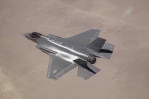 Paul Hattendorf, Lockheed Martin test pilot, flies AF-2 over Edwards AFB, Calif., during an Airframe Loads Envelope Expansion mission June 11, 2014. On this test mission, AF-2 reached 1,000 flying hours, becoming the first F-35 to do so. (Photo courtesy of Tom Reynolds/Lockheed Martin)