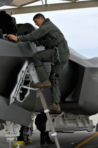 In the fifth photo, Maj. John Wilson, 61st Fighter Squadron instructor pilot, climbs out of one of Luke Air Force Base’s first F-35 Lightning II May 6, 2014, after flying one of its first sorties. (U.S. Air Force photo by Senior Airman Jason Colbert).