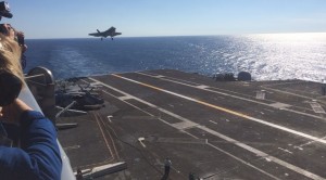 F-35C on approach to a landing aboard the USS Nimitz. Credit Photo; Breaking Defense