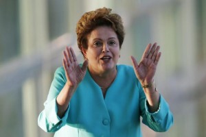 Brazil's President Dilma Rousseff reacts during a news conference at the Alvorada Palace in Brasilia September 8, 2014. REUTERS/Ueslei Marcelino