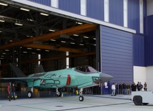 The first Italian F-35 leaves the factory at Cameri in March 2015.  