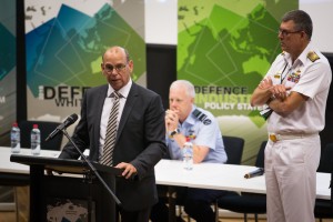 Deputy Secretary of Strategic Policy and Intelligence, Mr. Peter Baxter addresses members of the Australian Defence Force during the senior leadership group meeting following the Defence White Paper 2016 launch at the Australian Defence Force Academy. *** Local Caption *** On 25 February 2016, the Prime Minister, The Hon Malcolm Turnbull, MP, and the Minister for Defence, Senator The Hon Marise Payne released the 2016 Defence White Paper, the Integrated Investment Program and the Defence Industry Policy Statement. Together, these three documents set out the Government's direction to Defence to guide our strategy, capability, and organisational and budget planning. 