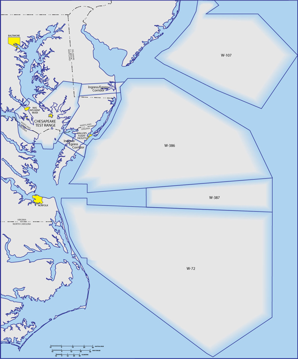 The Atlantic test ranges serving Pax River. 