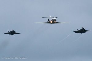 F-35s along with Minister's Gulfstream arrive at Leeuwarden. CreditL Stephan de Bruijn