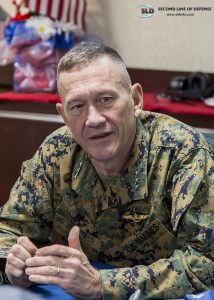 USMC Lt. General Jon "Dog" Davis, Deputy Commandant for Aviation, aboard the USS America during the F-35B "Proof of Concept" demonstration, November 19, 2016. 