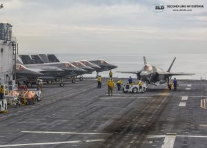 F-35Bs from USMC VX-23, VMFA-211 & VMX-1 line the deck of the USS America (LHA-6) during integrated USN/USMC "proof of concept" exercise November 19, 2016. 
